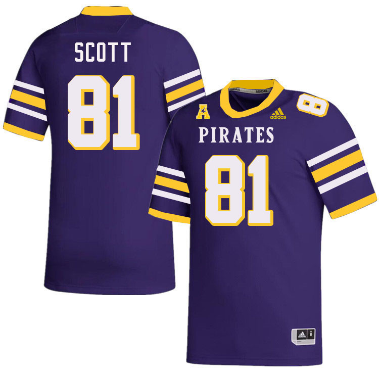 #81 Mason Scott East Carolina Pirates College Football Jersey Stitched-Purple